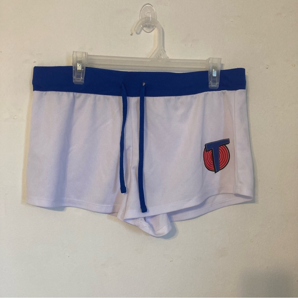 Space Jam white and blue shorts with logo XL